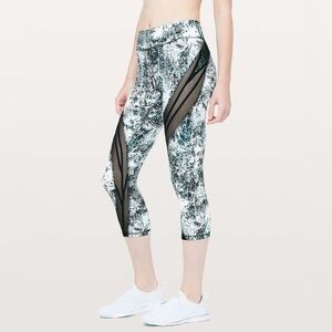Lululemon Never Still Crop *21" Wildwood White Multi / Nocturnal Teal